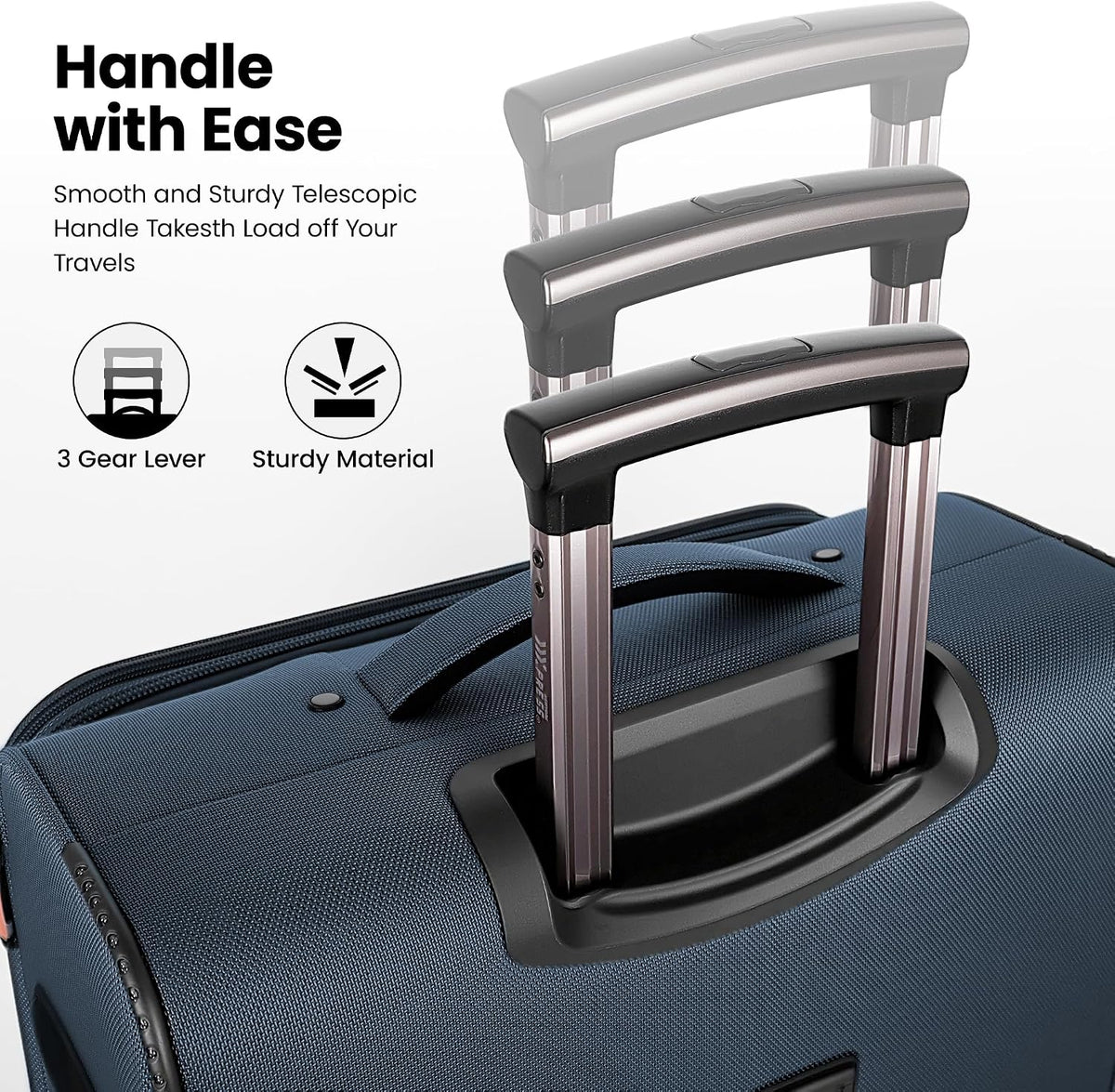 20'' Carry on Luggage,Softside Suitcase w/TSA LOCK,Expandable 20% Luggage w/Double Spinner Wheels,Lightweight Rolling Suitcases for Men/Women（Navy,20in）