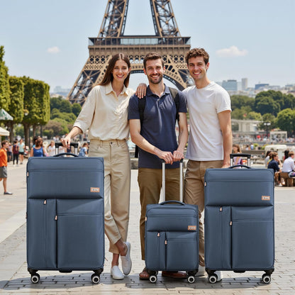 20'' Carry on Luggage,Softside Suitcase w/TSA LOCK,Expandable 20% Luggage w/Double Spinner Wheels,Lightweight Rolling Suitcases for Men/Women（Navy,20in）