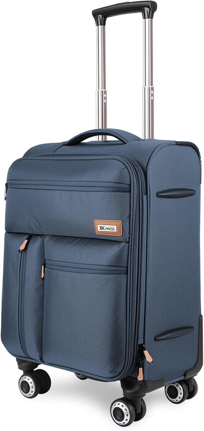 20'' Carry on Luggage,Softside Suitcase w/TSA LOCK,Expandable 20% Luggage w/Double Spinner Wheels,Lightweight Rolling Suitcases for Men/Women（Navy,20in）