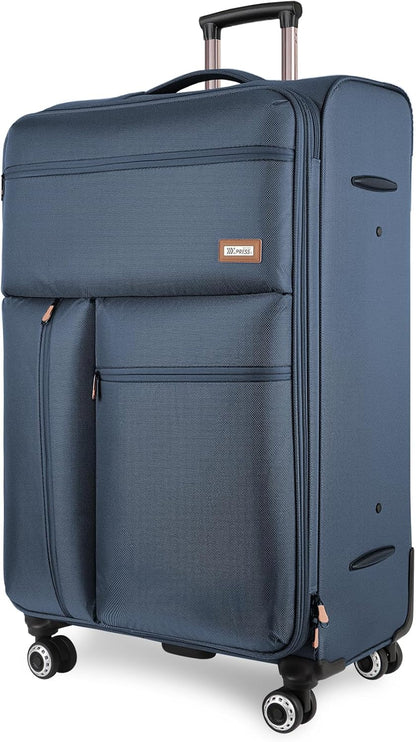 20'' Carry on Luggage,Softside Suitcase w/TSA LOCK,Expandable 20% Luggage w/Double Spinner Wheels,Lightweight Rolling Suitcases for Men/Women（Navy,20in）