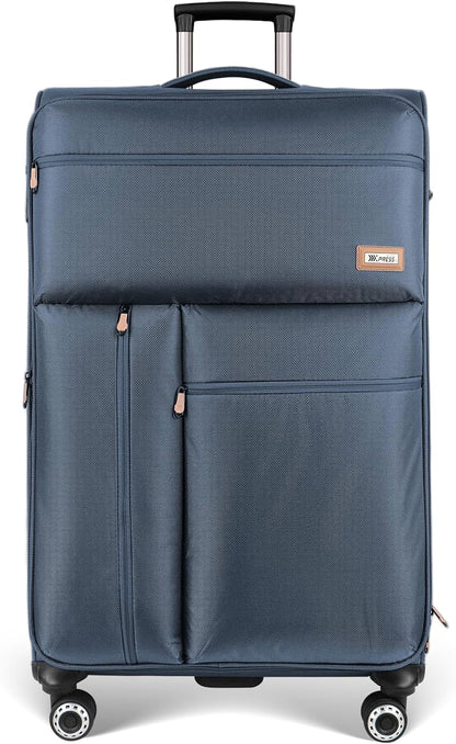 20'' Carry on Luggage,Softside Suitcase w/TSA LOCK,Expandable 20% Luggage w/Double Spinner Wheels,Lightweight Rolling Suitcases for Men/Women（Navy,20in）