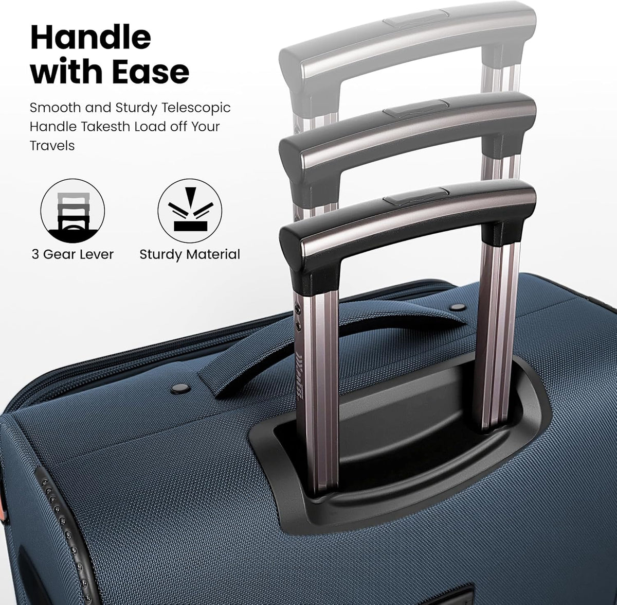 20'' Carry on Luggage,Softside Suitcase w/TSA LOCK,Expandable 20% Luggage w/Double Spinner Wheels,Lightweight Rolling Suitcases for Men/Women（Navy,20in）