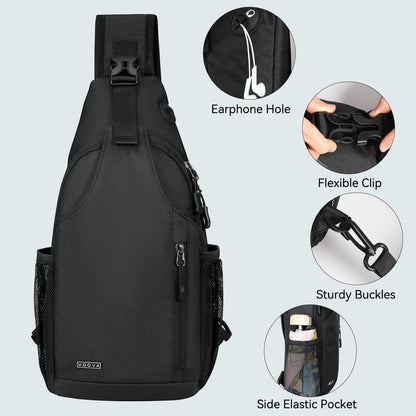 Crossbody Sling Backpack Sling Bag for Men Women, Travel Hiking Chest Bag Daypack, Small over the Shoulder Backpack