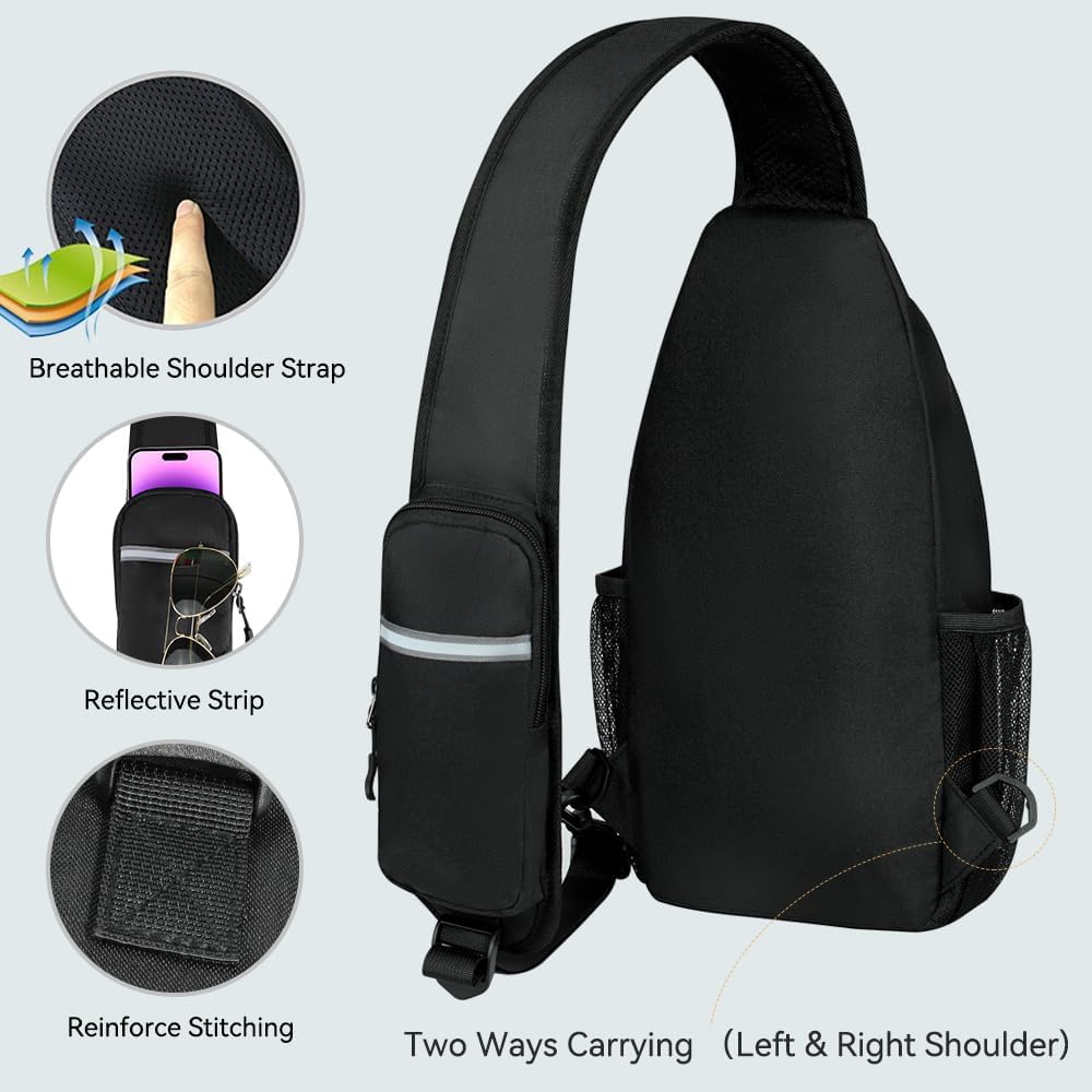 Crossbody Sling Backpack Sling Bag for Men Women, Travel Hiking Chest Bag Daypack, Small over the Shoulder Backpack