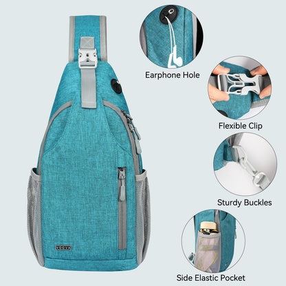 Crossbody Sling Backpack Sling Bag for Men Women, Travel Hiking Chest Bag Daypack, Small over the Shoulder Backpack