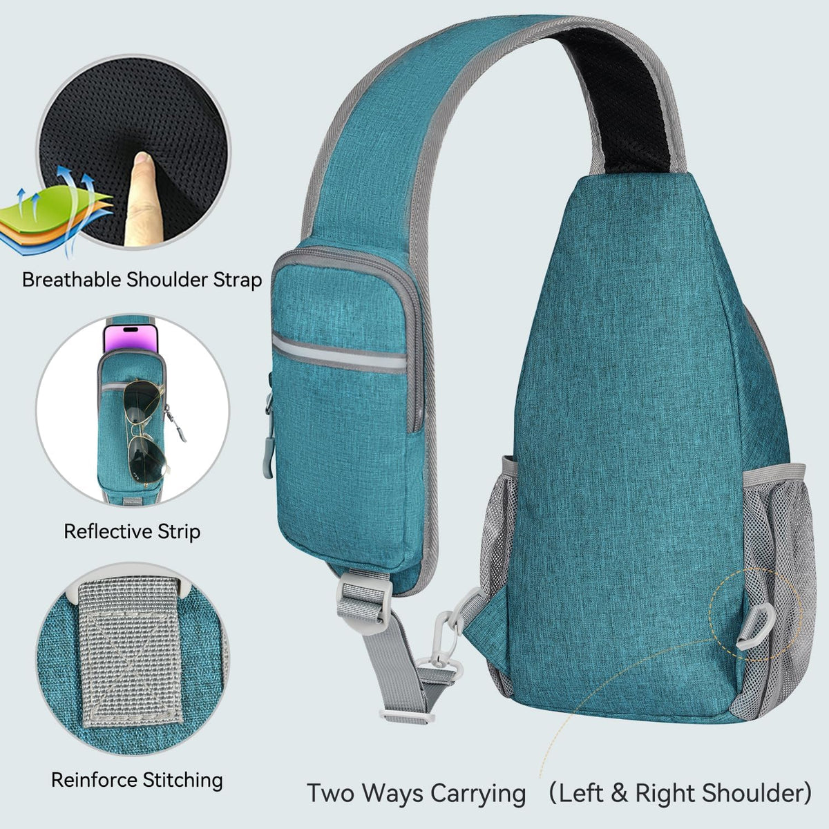Crossbody Sling Backpack Sling Bag for Men Women, Travel Hiking Chest Bag Daypack, Small over the Shoulder Backpack