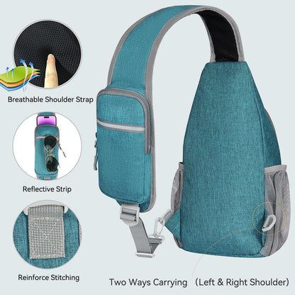 Crossbody Sling Backpack Sling Bag for Men Women, Travel Hiking Chest Bag Daypack, Small over the Shoulder Backpack