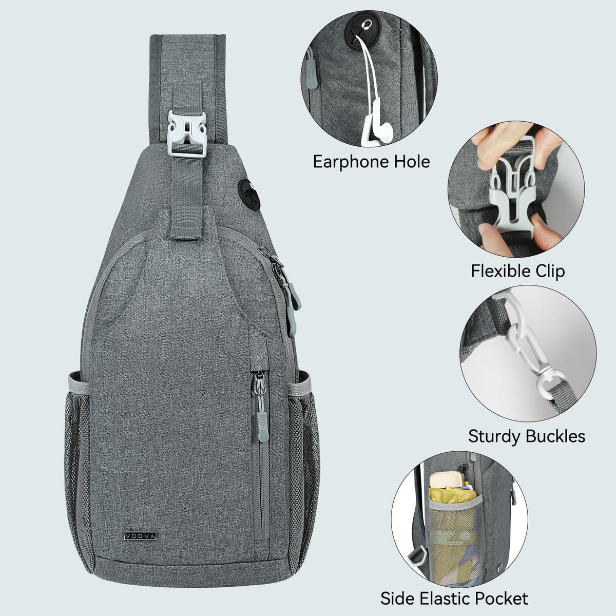 Crossbody Sling Backpack Sling Bag for Men Women, Travel Hiking Chest Bag Daypack, Small over the Shoulder Backpack