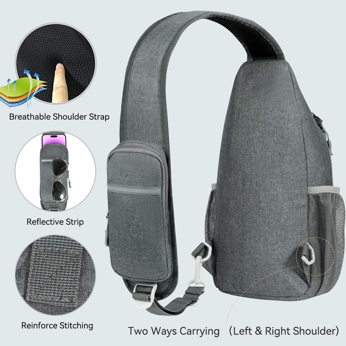 Crossbody Sling Backpack Sling Bag for Men Women, Travel Hiking Chest Bag Daypack, Small over the Shoulder Backpack