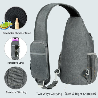 Crossbody Sling Backpack Sling Bag for Men Women, Travel Hiking Chest Bag Daypack, Small over the Shoulder Backpack