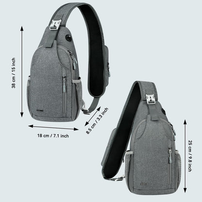 Crossbody Sling Backpack Sling Bag for Men Women, Travel Hiking Chest Bag Daypack, Small over the Shoulder Backpack