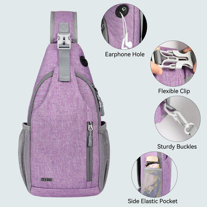 Crossbody Sling Backpack Sling Bag for Men Women, Travel Hiking Chest Bag Daypack, Small over the Shoulder Backpack