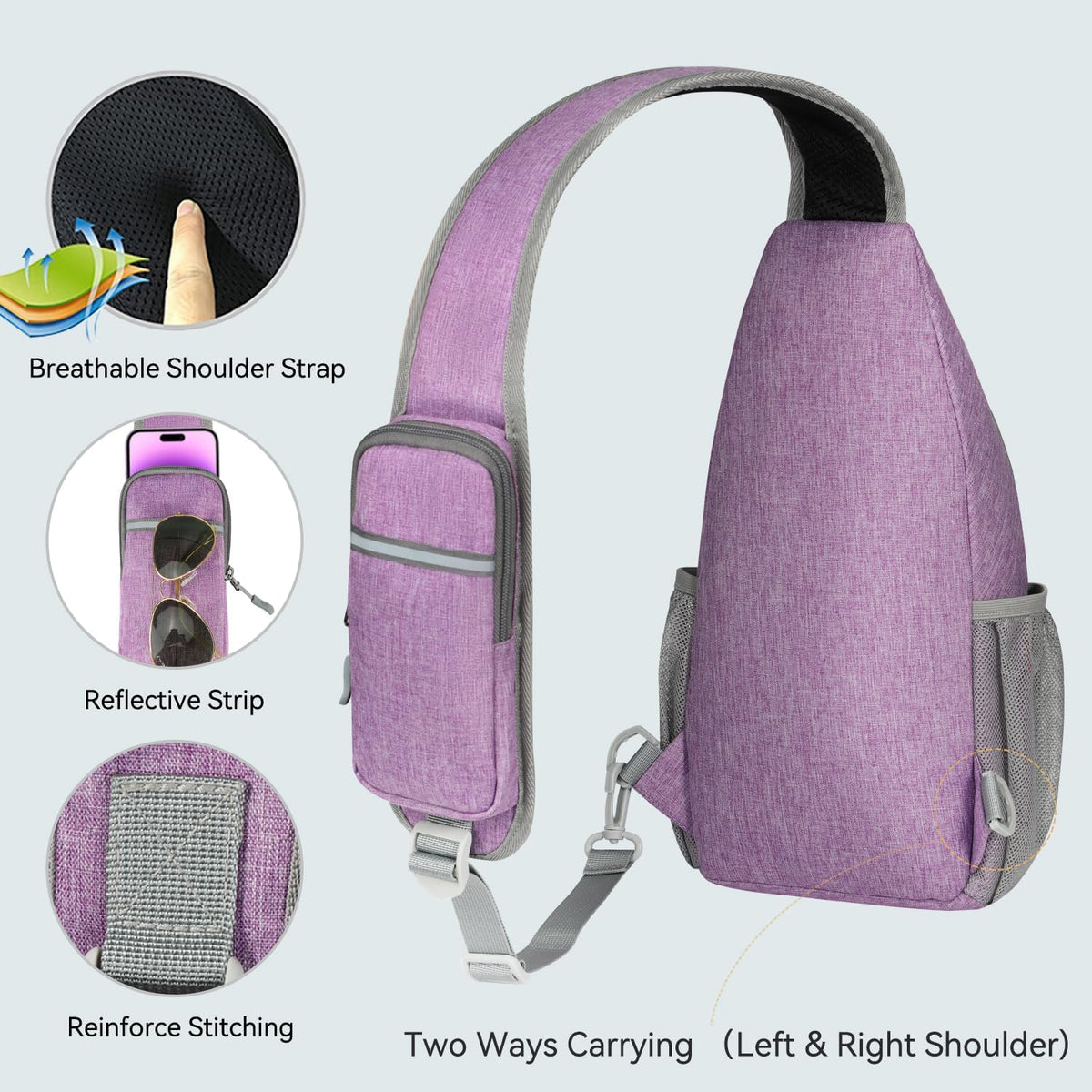 Crossbody Sling Backpack Sling Bag for Men Women, Travel Hiking Chest Bag Daypack, Small over the Shoulder Backpack