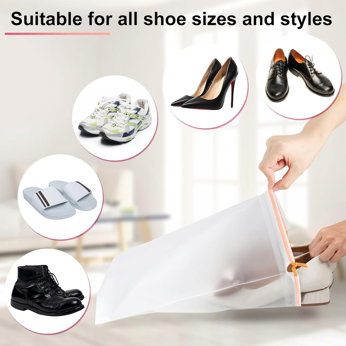 18 Pack Shoe Bags - 11.8in x 15.7in, Storage Bags for Packing, Travel Essentials for Men and Women