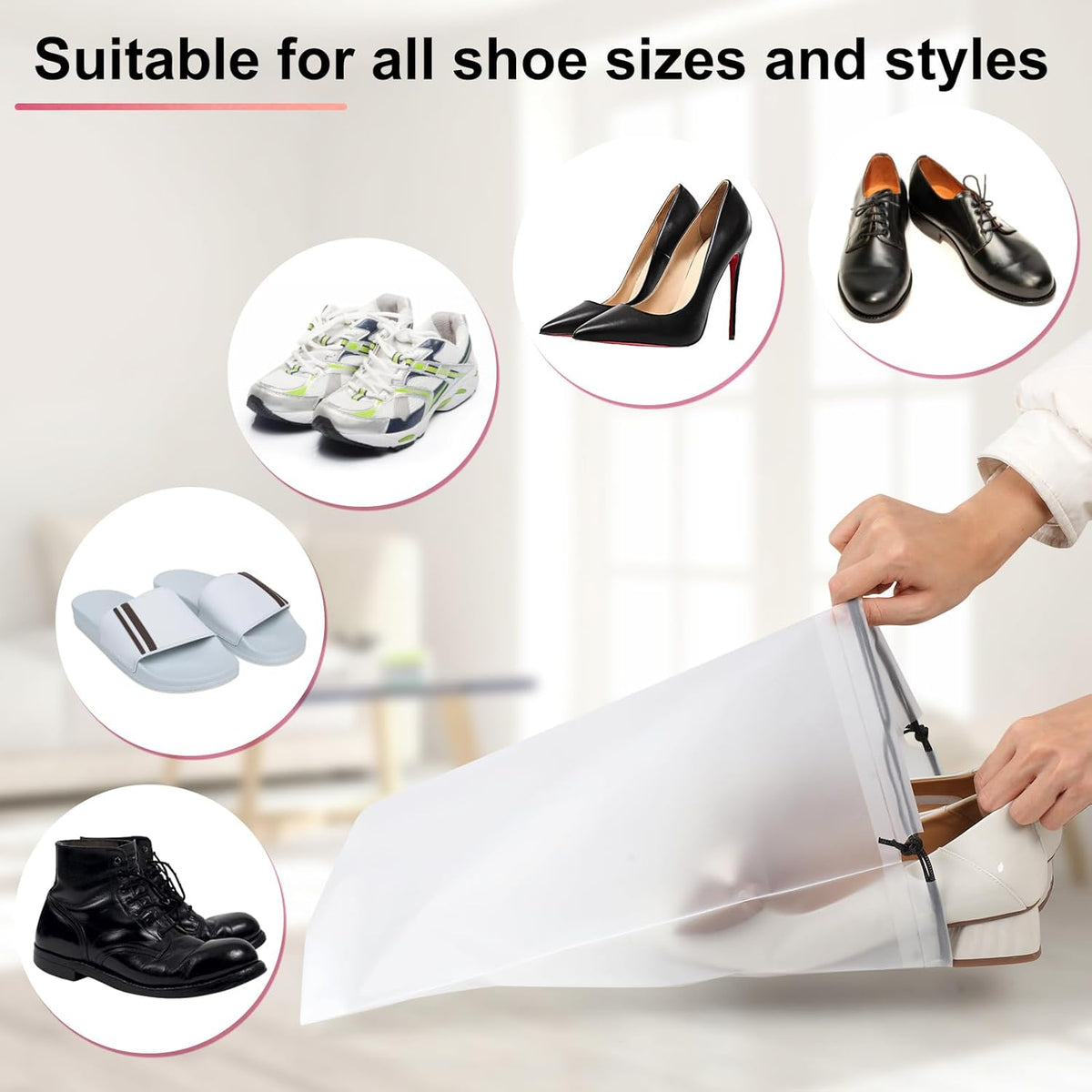 18 Pack Shoe Bags - 11.8in x 15.7in, Storage Bags for Packing, Travel Essentials for Men and Women