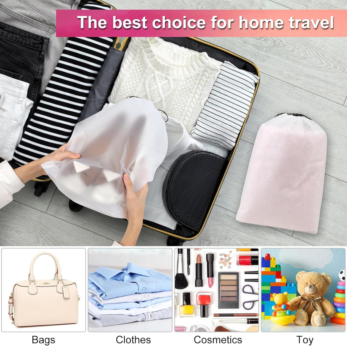 18 Pack Shoe Bags - 11.8in x 15.7in, Storage Bags for Packing, Travel Essentials for Men and Women