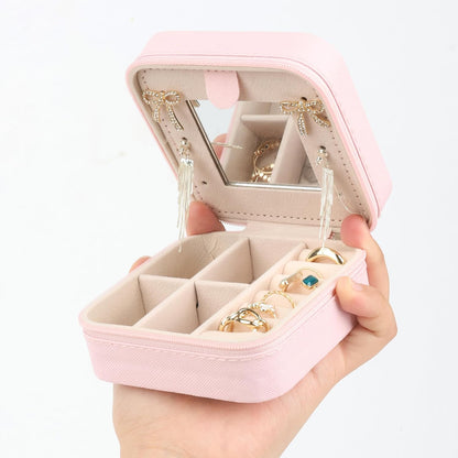 Travel Jewelry Case for Women Girls, Jewelry Box Organizer,6.3x4.3In,Pink