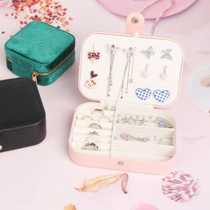 Travel Jewelry Case for Women Girls, Jewelry Box Organizer,6.3x4.3In,Pink