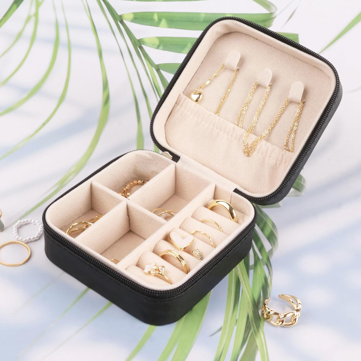 Travel Jewelry Case for Women Girls, Jewelry Box Organizer,6.3x4.3In,Pink