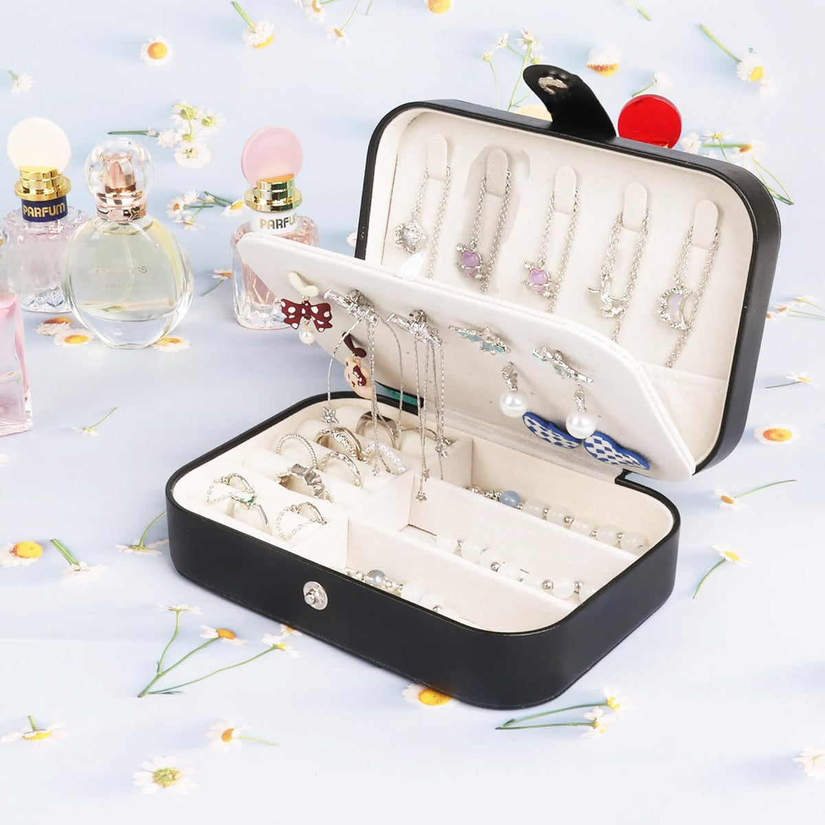 Travel Jewelry Case for Women Girls, Jewelry Box Organizer,6.3x4.3In,Pink