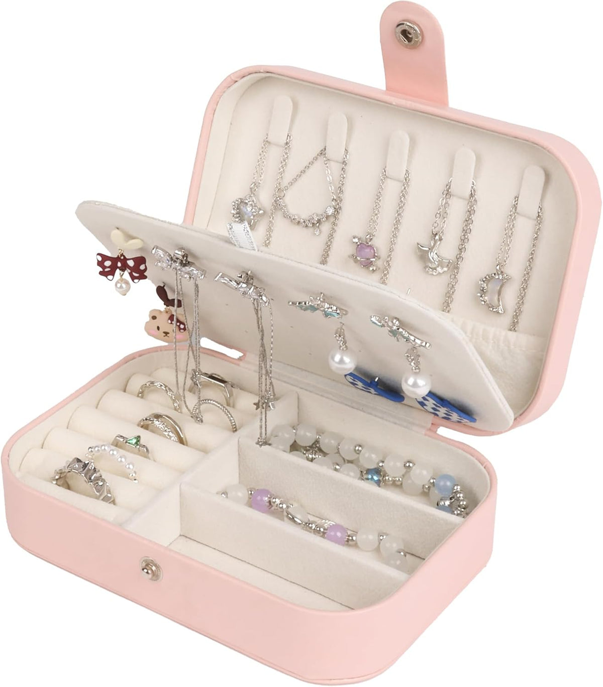 Travel Jewelry Case for Women Girls, Jewelry Box Organizer,6.3x4.3In,Pink