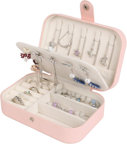 Travel Jewelry Case for Women Girls, Jewelry Box Organizer,6.3x4.3In,Pink