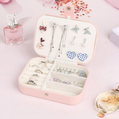 Travel Jewelry Case for Women Girls, Jewelry Box Organizer,6.3x4.3In,Pink