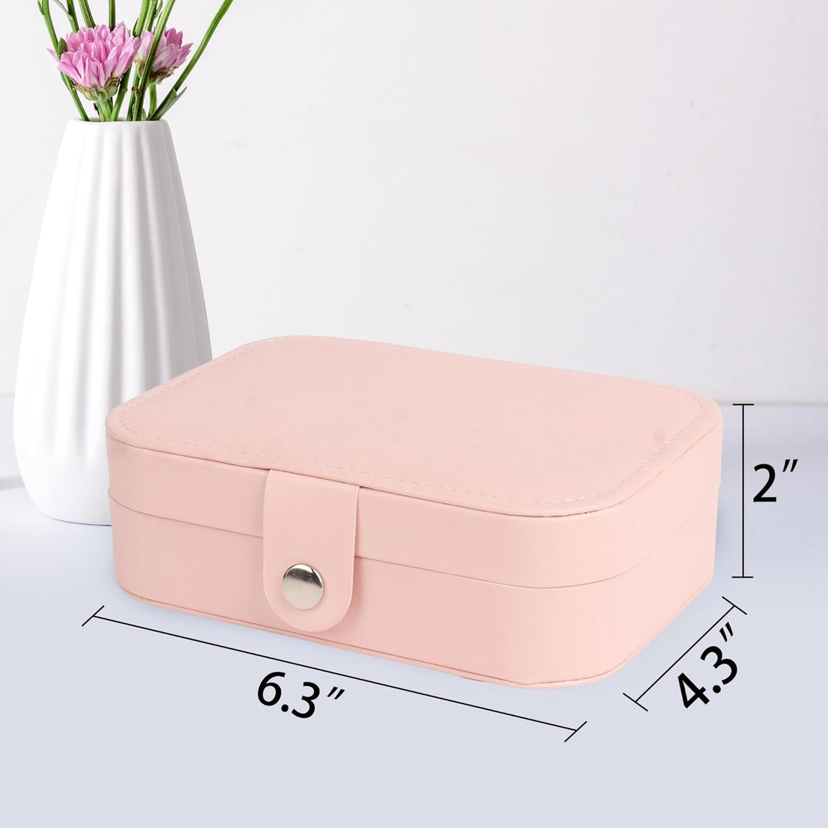 Travel Jewelry Case for Women Girls, Jewelry Box Organizer,6.3x4.3In,Pink