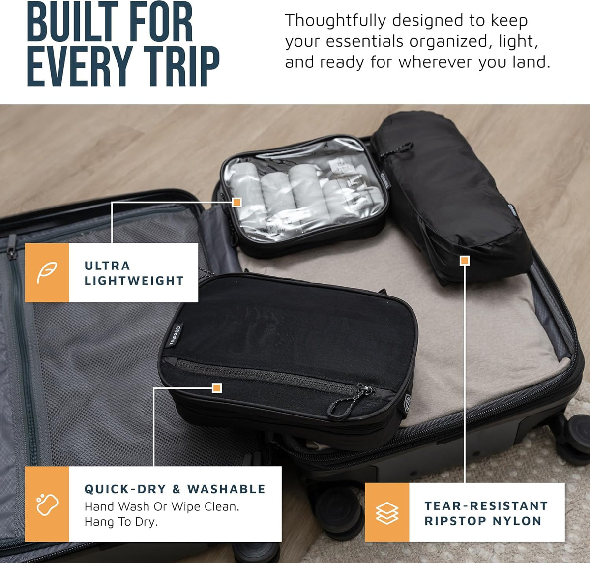 Toiletry Bag Kit 3 Piece Set: Hanging Travel Toiletry Bag + 311 TSA Cosmetic Liquid Bag + Accessory Organizer Pouch
