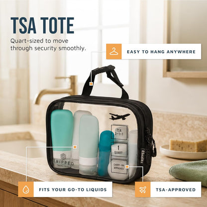 Toiletry Bag Kit 3 Piece Set: Hanging Travel Toiletry Bag + 311 TSA Cosmetic Liquid Bag + Accessory Organizer Pouch