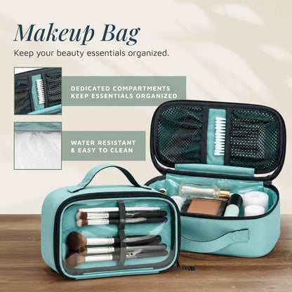 Toiletry Bag Kit 3 Piece Set: Hanging Travel Toiletry Bag + 311 TSA Cosmetic Liquid Bag + Accessory Organizer Pouch
