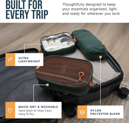 Toiletry Bag Kit 3 Piece Set: Hanging Travel Toiletry Bag + 311 TSA Cosmetic Liquid Bag + Accessory Organizer Pouch