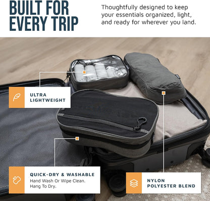Toiletry Bag Kit 3 Piece Set: Hanging Travel Toiletry Bag + 311 TSA Cosmetic Liquid Bag + Accessory Organizer Pouch