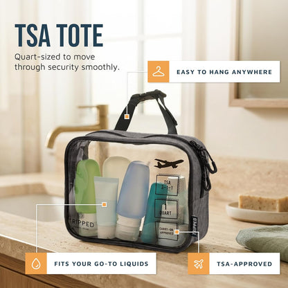 Toiletry Bag Kit 3 Piece Set: Hanging Travel Toiletry Bag + 311 TSA Cosmetic Liquid Bag + Accessory Organizer Pouch