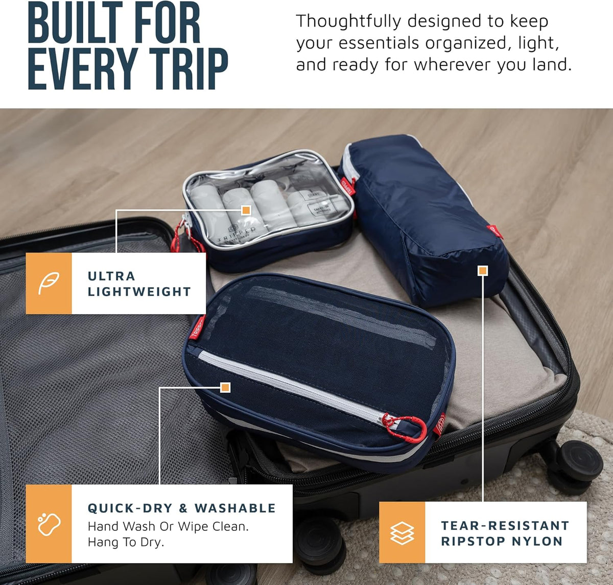 Toiletry Bag Kit 3 Piece Set: Hanging Travel Toiletry Bag + 311 TSA Cosmetic Liquid Bag + Accessory Organizer Pouch