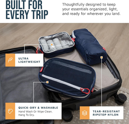 Toiletry Bag Kit 3 Piece Set: Hanging Travel Toiletry Bag + 311 TSA Cosmetic Liquid Bag + Accessory Organizer Pouch