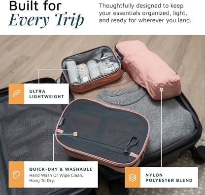 Toiletry Bag Kit 3 Piece Set: Hanging Travel Toiletry Bag + 311 TSA Cosmetic Liquid Bag + Accessory Organizer Pouch