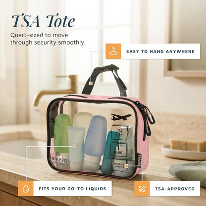Toiletry Bag Kit 3 Piece Set: Hanging Travel Toiletry Bag + 311 TSA Cosmetic Liquid Bag + Accessory Organizer Pouch