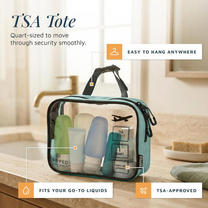 Toiletry Bag Kit 3 Piece Set: Hanging Travel Toiletry Bag + 311 TSA Cosmetic Liquid Bag + Accessory Organizer Pouch