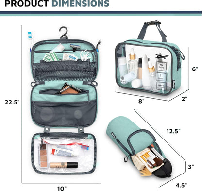 Toiletry Bag Kit 3 Piece Set: Hanging Travel Toiletry Bag + 311 TSA Cosmetic Liquid Bag + Accessory Organizer Pouch