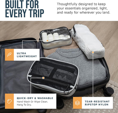 Toiletry Bag Kit 3 Piece Set: Hanging Travel Toiletry Bag + 311 TSA Cosmetic Liquid Bag + Accessory Organizer Pouch