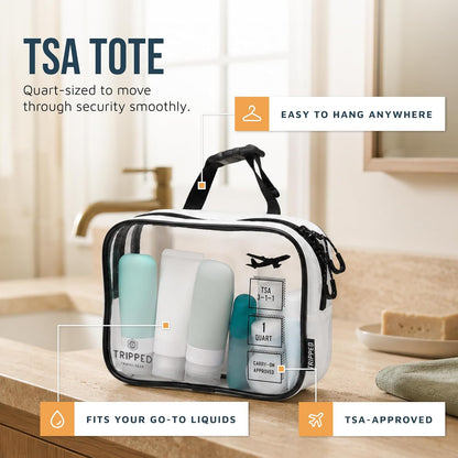 Toiletry Bag Kit 3 Piece Set: Hanging Travel Toiletry Bag + 311 TSA Cosmetic Liquid Bag + Accessory Organizer Pouch