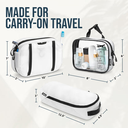 Toiletry Bag Kit 3 Piece Set: Hanging Travel Toiletry Bag + 311 TSA Cosmetic Liquid Bag + Accessory Organizer Pouch