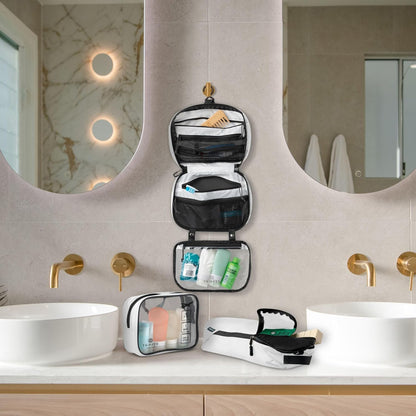Toiletry Bag Kit 3 Piece Set: Hanging Travel Toiletry Bag + 311 TSA Cosmetic Liquid Bag + Accessory Organizer Pouch