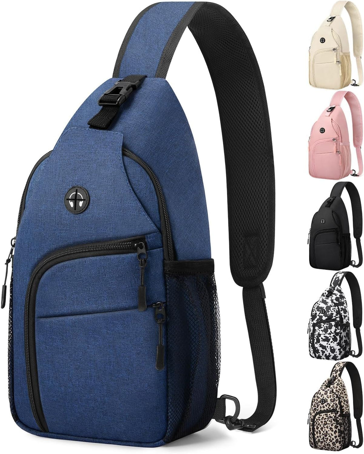Crossbody Bags for Women Man Waterproof Sling Bag Backpack Trendy Casual Cross Body Bag with Convertible Shoulder Strap Chest Bag for Camping Hiking Travel Essentials (Black, Medium )