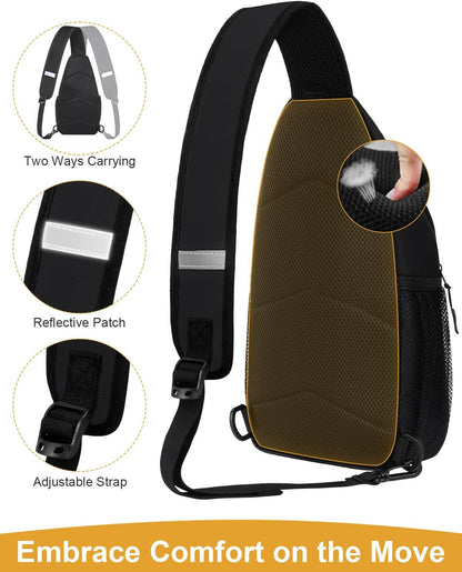 Crossbody Bags for Women Man Waterproof Sling Bag Backpack Trendy Casual Cross Body Bag with Convertible Shoulder Strap Chest Bag for Camping Hiking Travel Essentials (Black, Medium )