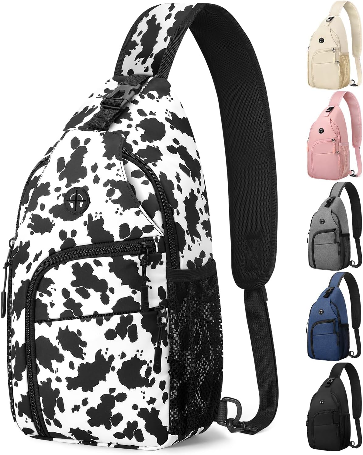 Crossbody Bags for Women Man Waterproof Sling Bag Backpack Trendy Casual Cross Body Bag with Convertible Shoulder Strap Chest Bag for Camping Hiking Travel Essentials (Black, Medium )