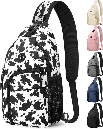 Crossbody Bags for Women Man Waterproof Sling Bag Backpack Trendy Casual Cross Body Bag with Convertible Shoulder Strap Chest Bag for Camping Hiking Travel Essentials (Black, Medium )