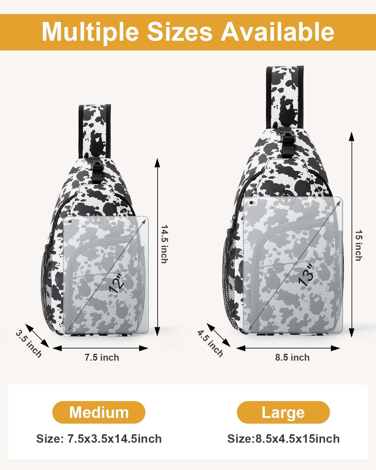 Crossbody Bags for Women Man Waterproof Sling Bag Backpack Trendy Casual Cross Body Bag with Convertible Shoulder Strap Chest Bag for Camping Hiking Travel Essentials (Black, Medium )