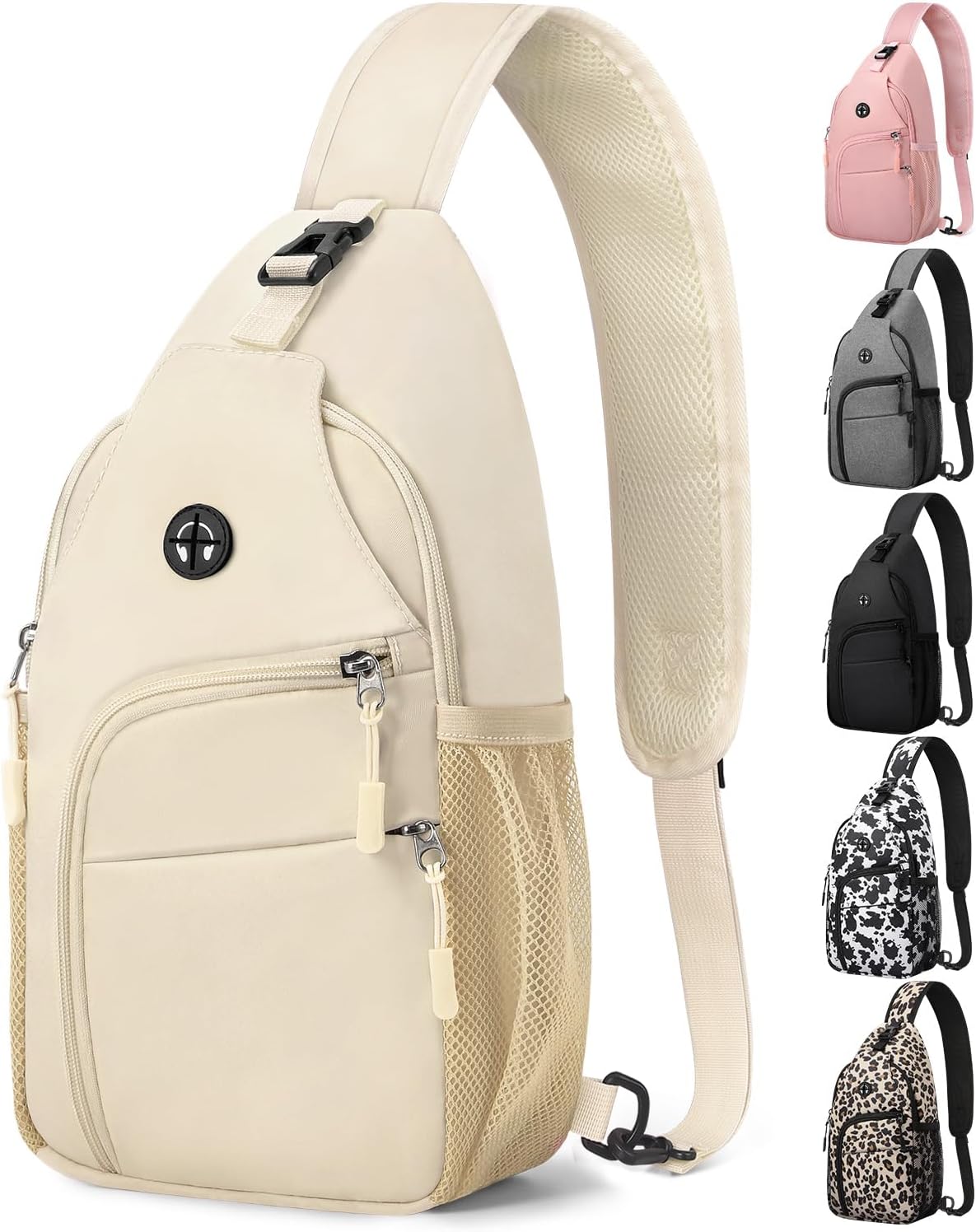 Crossbody Bags for Women Man Waterproof Sling Bag Backpack Trendy Casual Cross Body Bag with Convertible Shoulder Strap Chest Bag for Camping Hiking Travel Essentials (Black, Medium )